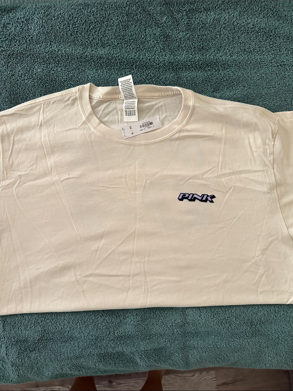 PINK Victoria's Secret Cream Short-Sleeve Logo Tee